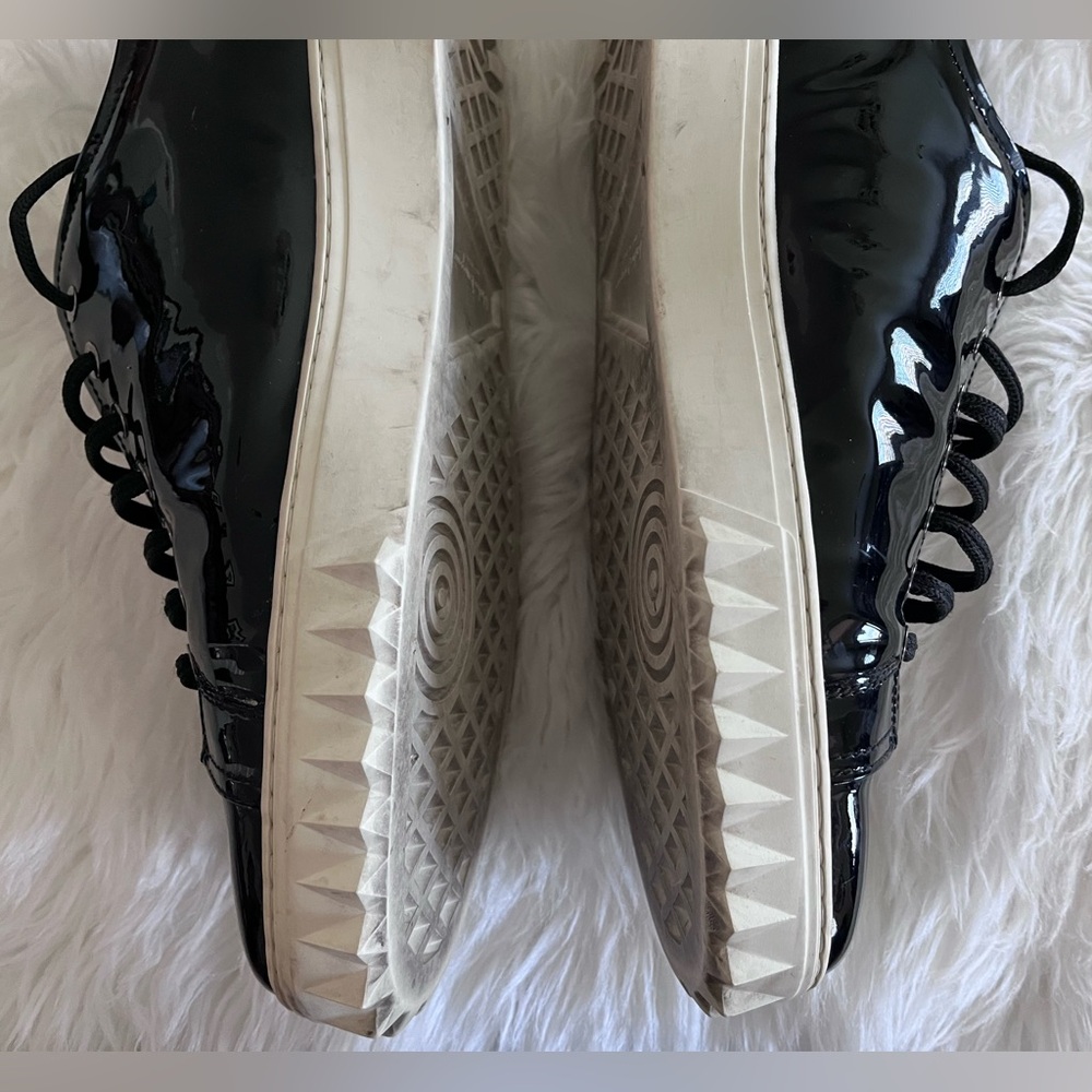 Salvatore Ferragamo Men’s 11.5 Cube 2 Black Patent Leather Sneakers - Picture 8 of 16